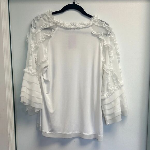 Kobi Halperin Ivory Ruffle Trim Blouse - Picture 3 of 5